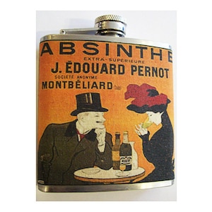 Cartel publicitario de alcohol, estilo art nouveau, retro, vintage, de absenta, para decoración de bar, kitsch