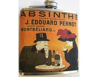 Absinthe flask retro vintage art nouveau alcohol advertising poster bar decor kitsch