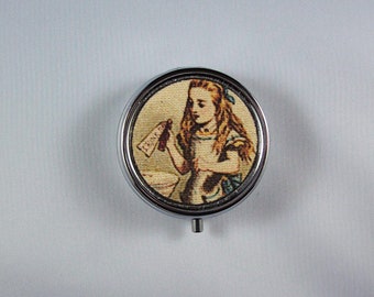 Alice in Wonderland pill case retro white rabbit vintage Victorian fantasy pillbox