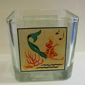 mermaid candle holder retro vintage 1950s pin up nautical rockabilly votive lighting