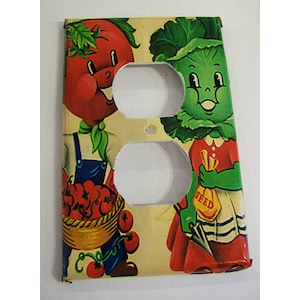 retro kitchen switch plate 1950s era vintage anthropomorphic rockabilly wall decor kitsch