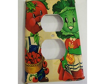 retro kitchen switch plate 1950s era vintage anthropomorphic rockabilly wall decor kitsch