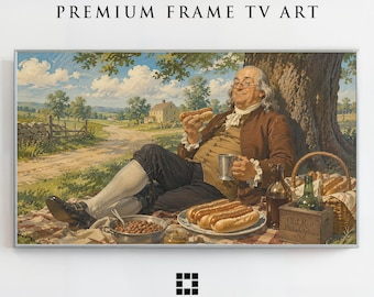 Benjamin Franklin Picknick Hotdogs Rahmen TV-Kunst, Lustige Americana Samsung Kunstmodus Download