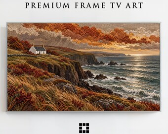 Samsung Frame TV Art, Costa battuta dal vento in ottobre, Arazzo popolare autunnale, Download in modalità artistica