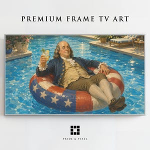 Benjamin Franklin, drinkram vid poolen, TV-konst, vintage Americana, Samsung Art Mode, nedladdning