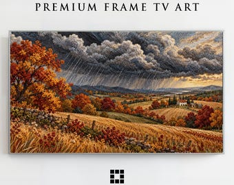 Samsung Frame TV Art, Nuvole di raccolto, Arazzo popolare autunnale, Modalità artistica Download