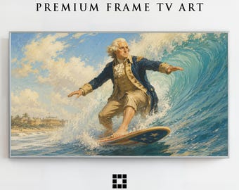 George Washington Surfing Frame TV-Hintergrundbild, Lustiges amerikanisches Samsung-Kunst-Modus-Download