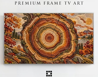 Samsung Frame TV Art, Anelli del tempo degli alberi, Arazzo popolare autunnale, Download modalità artistica