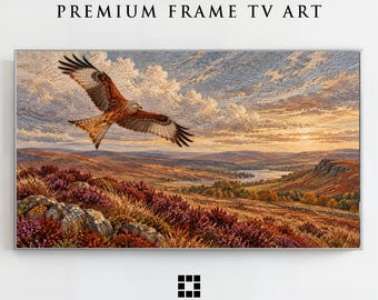 Samsung Frame TV Art, Nibbio reale sulla brughiera, Arazzo popolare autunnale, Download in modalità artistica