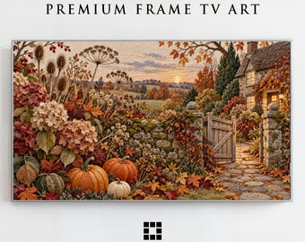 Samsung Frame TV Art, Giardino autunnale in stile cottage, Arazzo popolare autunnale, Modalità artistica Download