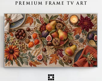 Samsung Frame TV Art, Runner da tavola autunnale, Arazzo popolare autunnale, Download in modalità artistica