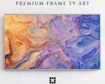 Cornice con mappa planetaria a due soli, arte per TV, modalità artistica Samsung arancione e viola, download.