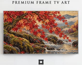 Samsung Frame TV Art, Cascata di acero giapponese, Arazzo popolare autunnale, Download modalità artistica