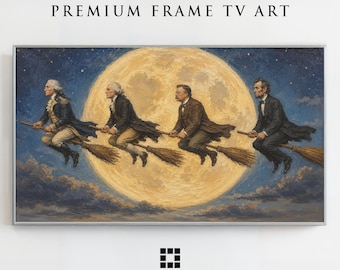 Cornice TV con immagine del Monte Rushmore, volo con scopa, modalità artistica Samsung per Halloween, download