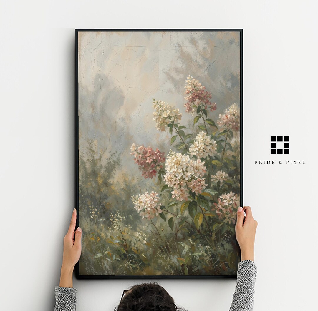 Vintage Hydrangea Floral Art Print: Botanical Garden Painting - Etsy