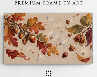 Samsung Frame TV Art, Cardo e ghiande, Arazzo popolare autunnale, Download in modalità artistica
