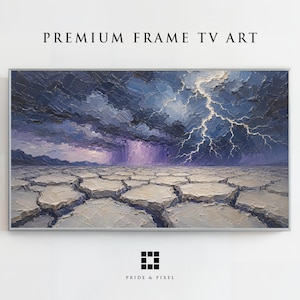 Marco de televisión con tormenta eléctrica, espátula para salares, descarga del modo artístico de Samsung