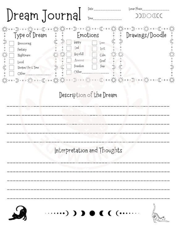 Celestial Dream Journal: Dream Tracker & Reflection Pages (PDF)