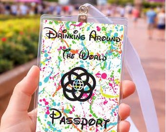 EPCOT Drink Passport | Paint Splatter Festival | Dryck runt om i världen | Utskrivbart nyckelbandskort