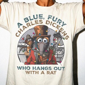 A Blue Furry Charles Dickens Shirt | Comfort Colors® Gonzo and Rizzo the Rat Muppet Christmas Carol