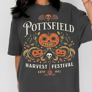 Pottsfield Harvest Festival Shirt | Retro Vintage Comfort Colors® Halloween Pumpkin T-Shirt