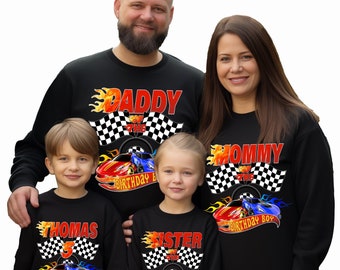 Birthday Boy Fire Race Wheel Custom Family Birthday Theme Sweatshirts