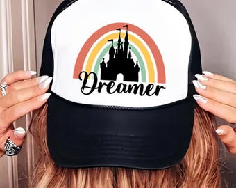Disney Castle Trucker Hat, Rainbow Dreamer Design