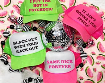 Bachelorette Party Trucker Hat, Funny Neon Gifts, Inappropriate Sayings