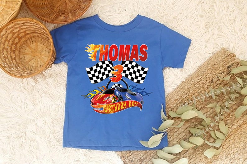 Birthday Boy Fire Race Wheel Custom Family Birthday Theme Shirts image 2