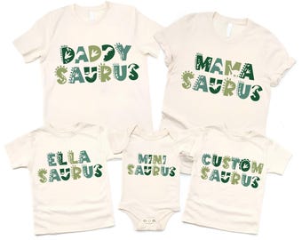 Matching Family Dinosaur Birthday Shirts, MamaSaurus DadaSaurus Tees