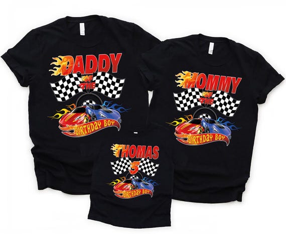 Birthday Boy Fire Race Wheel Custom Family Birthday Theme Shirts