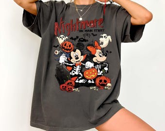 Vintage Mickey Minnie Skeleton Halloween | Nightmare On Main Street Comfort Colors® Shirt