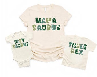 MamaSaurus DadaSaurus Tees, Matching Family Dinosaur Birthday Shirts, Kids Dino Tee, Mommy and Me Family Tees, Mom Dad Dino Tees