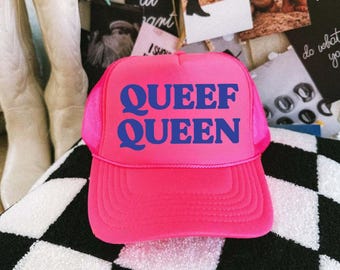 Queef Queen Trucker Hat, Funny Inappropriate Bachelorette Party Hat