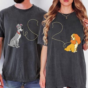 Lady And The Tramp Spaghetti Couples Comfort Colors® Shirt, Disney Couple Valentine&#39;s Day Matching Tee, Disneyland Trip, Wedding Anniversary