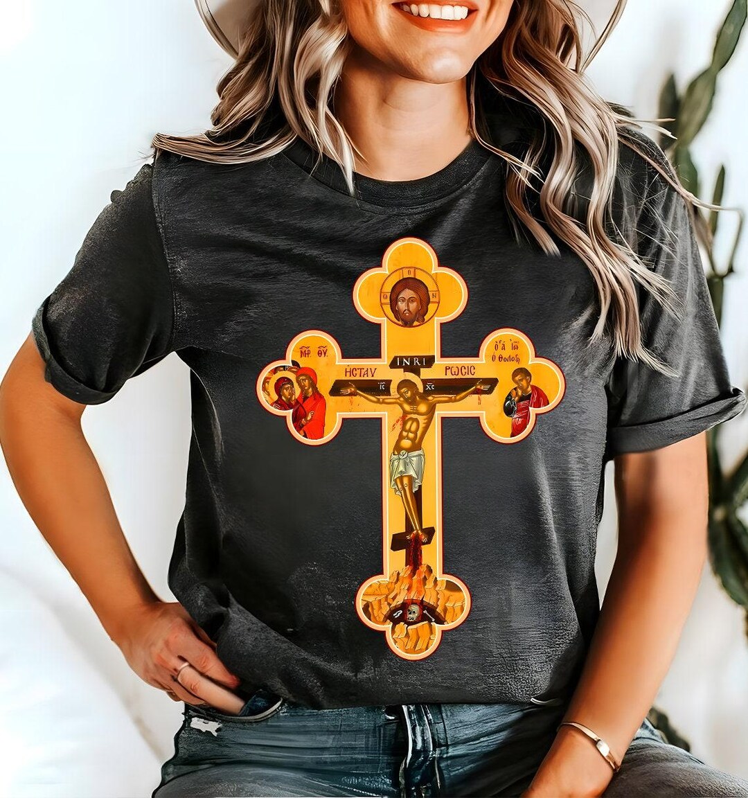 INRI Cross Christian Women T Shirt INRI Cross Christian Women T Shirt
