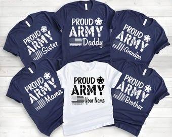 Proud Army Family Shirts, Cool USA Army Dad Custom T-Shirt, Personalized Military Family Shirt, Military Graduation, Custom Army Family Tees