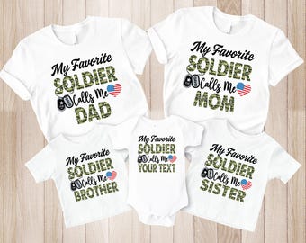 Custom My Favorite Soldier Calls Me Shirts, Proud Army Family Shirts, Personalized Military Family Shirt, Army Family Outfits, Military Tag