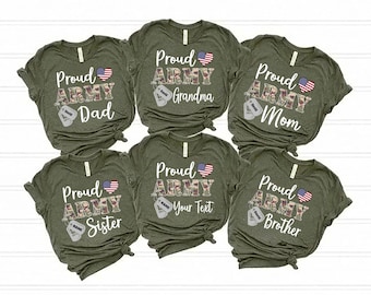 Proud Army Family Shirts, Cool USA Army Dad Custom T-Shirt, Personalized Military Family Shirt, Custom Army Family Tees, Military Graduation