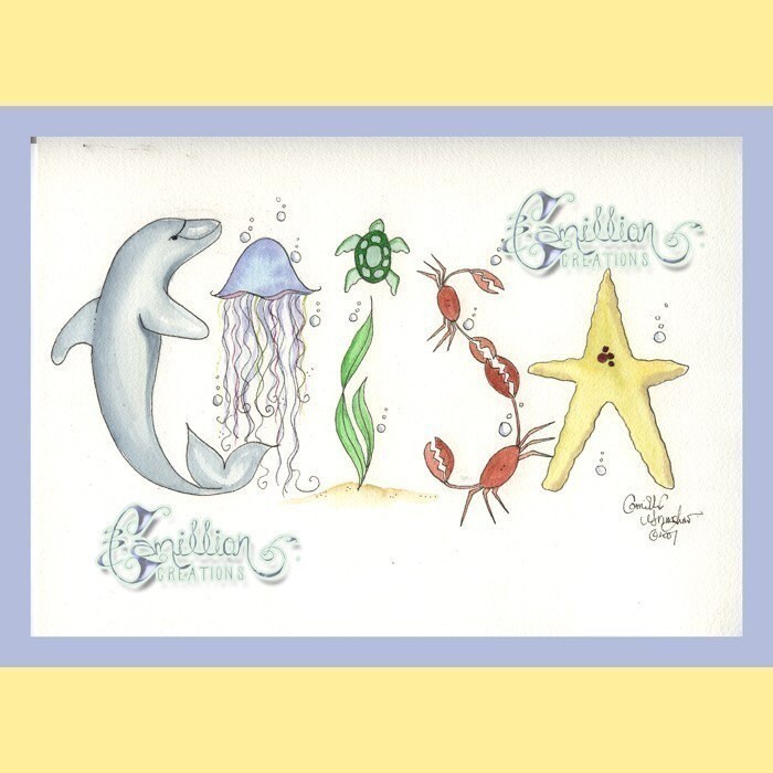 5 Letter Personalized Name Art Illustration Original Etsy