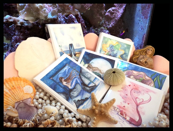 WITCH MAGIC MERMAID NOTE CARDS from Original Watercolors by Grimshaw Halloween WITCH MAGIC MERMAID NOTE CARDS from Original Watercolors by Grimshaw Halloween