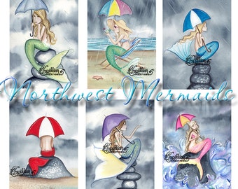 Northwest Mermaids Blank Note Cards from Original Watercolors by Camille Grimshaw