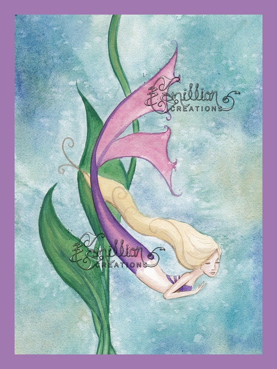 MARDI GRAS MERMAID NOTE CARDS from Original Watercolors by Camille Grimshaw