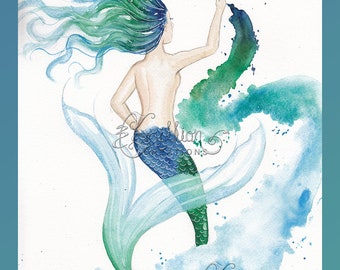 Painting Waves Mermaid Print from Original Painting by Camille Grimshaw