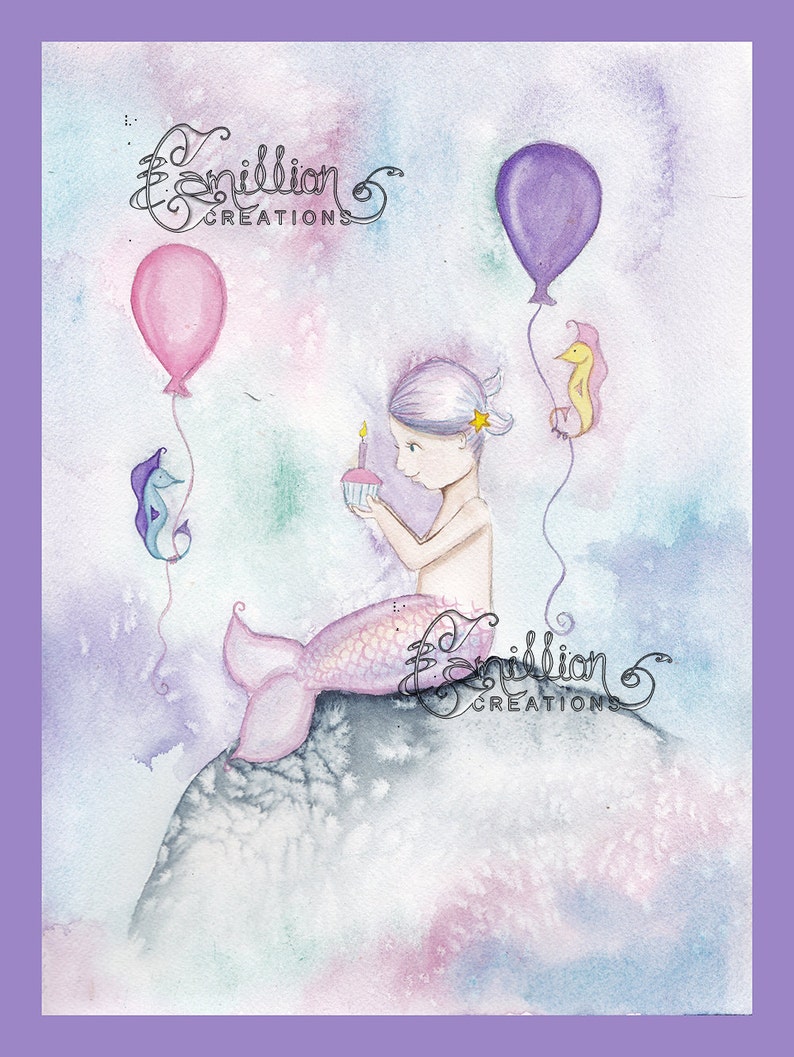 Joyeux Anniversaire Gateau Petite Sirene Aquarelle Originale Etsy Joyeux Anniversaire Gateau Petite Sirene Aquarelle Originale Etsy