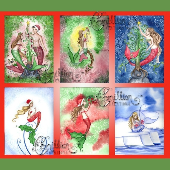 FAVORITES 2 MERMAID NOTE CARDS from Original Watercolors by Camille Grimshaw