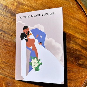 Tarjeta de felicitación de amor negro para recién casados / Arte negro