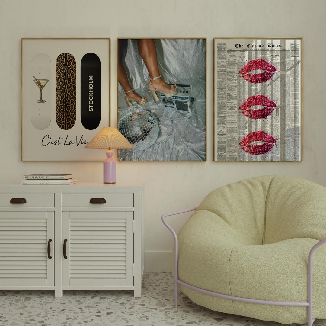 Y2K Gallery Wall Set–stockholm Style Print Set 3, Disco Aesthetic ...
