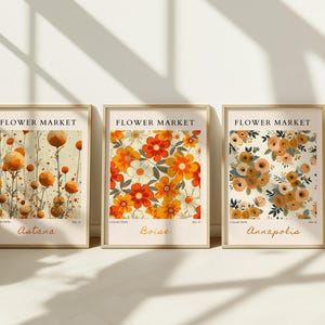 Autumn Botanical Prints: Vintage Flower Market Wall Art Bundle (Digital Download