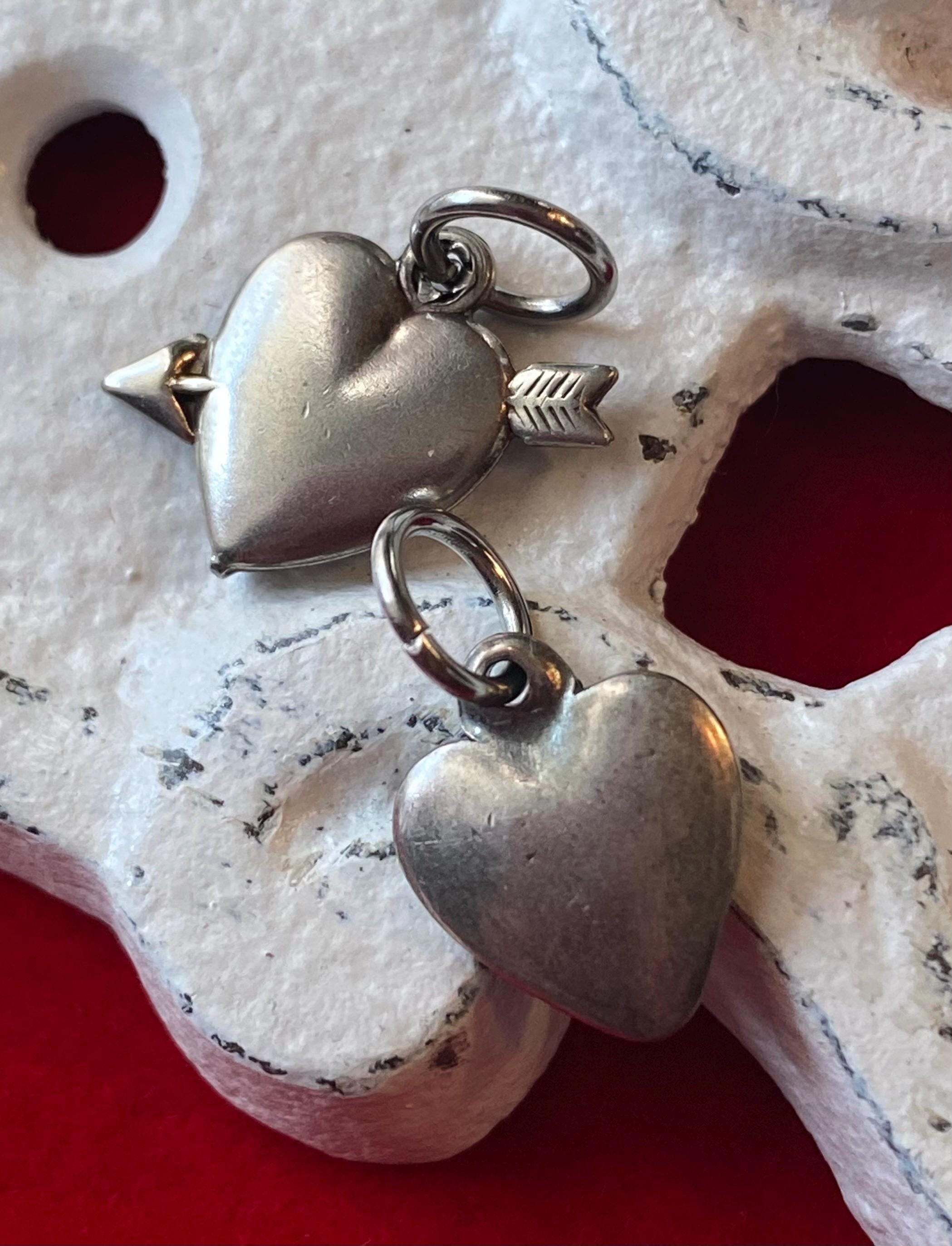 Bracelet Vintage Argent Sterling 925 - Breloques Cœurs, Cupidon, Enclume, Occasion